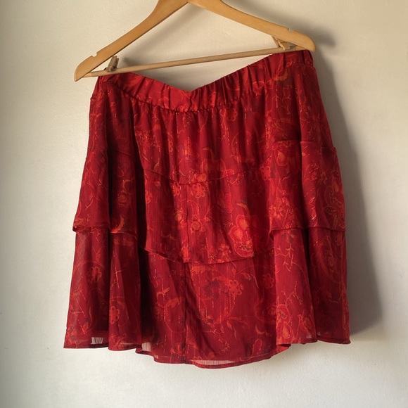 NWT 2X Mini Crinkle Lurex Tiered Skirt - Picture 5 of 12